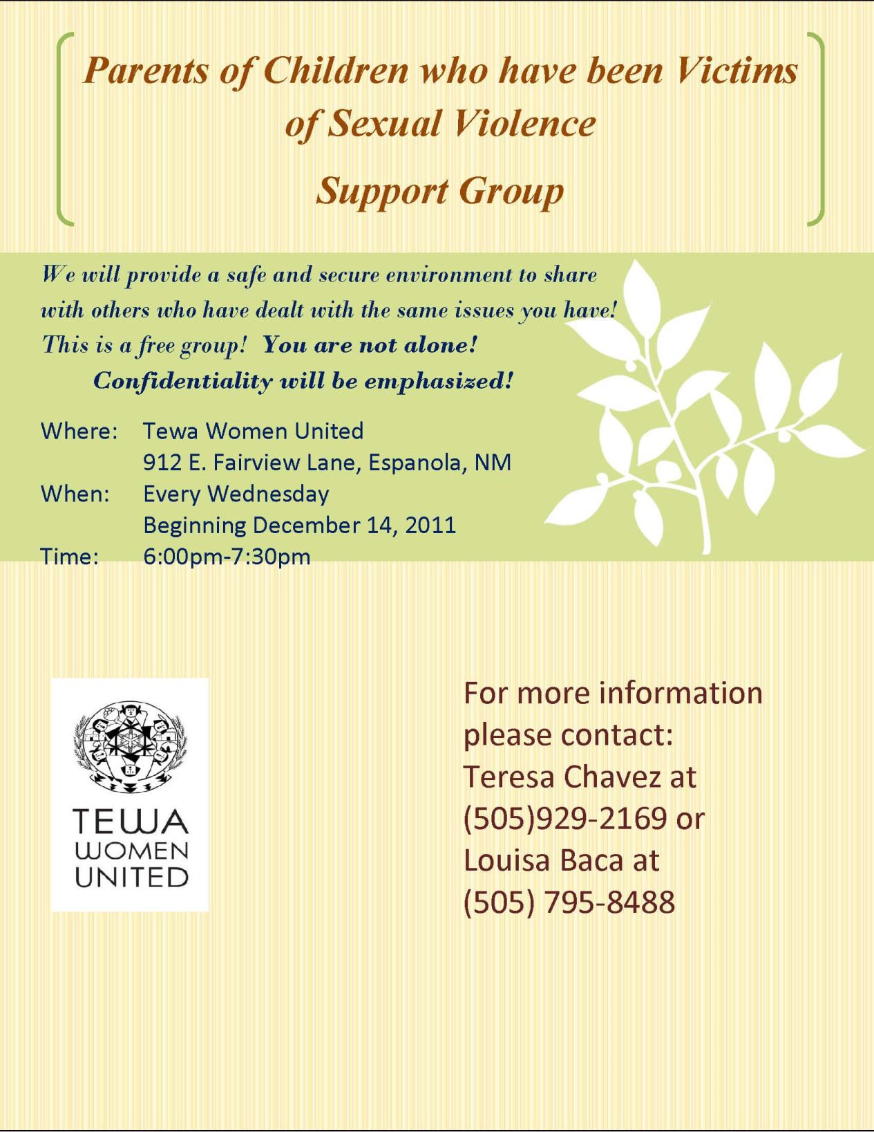 Support Group for Parents who have been Victims of Sexual Violence